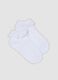 White organic cotton-blend ankle socks with ruffle trim for girls_0