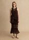 Brown cotton-blend regular-fit tank top with mesh design_2