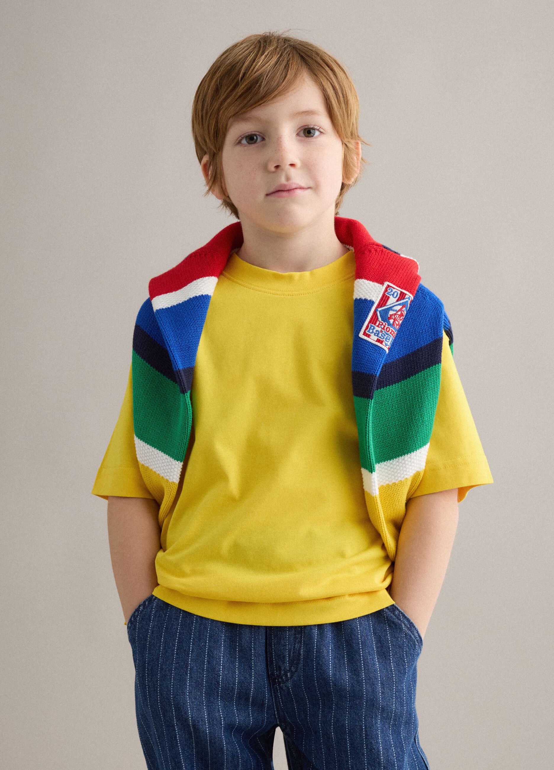 Kids' oversized fit yellow pure cotton t-shirt