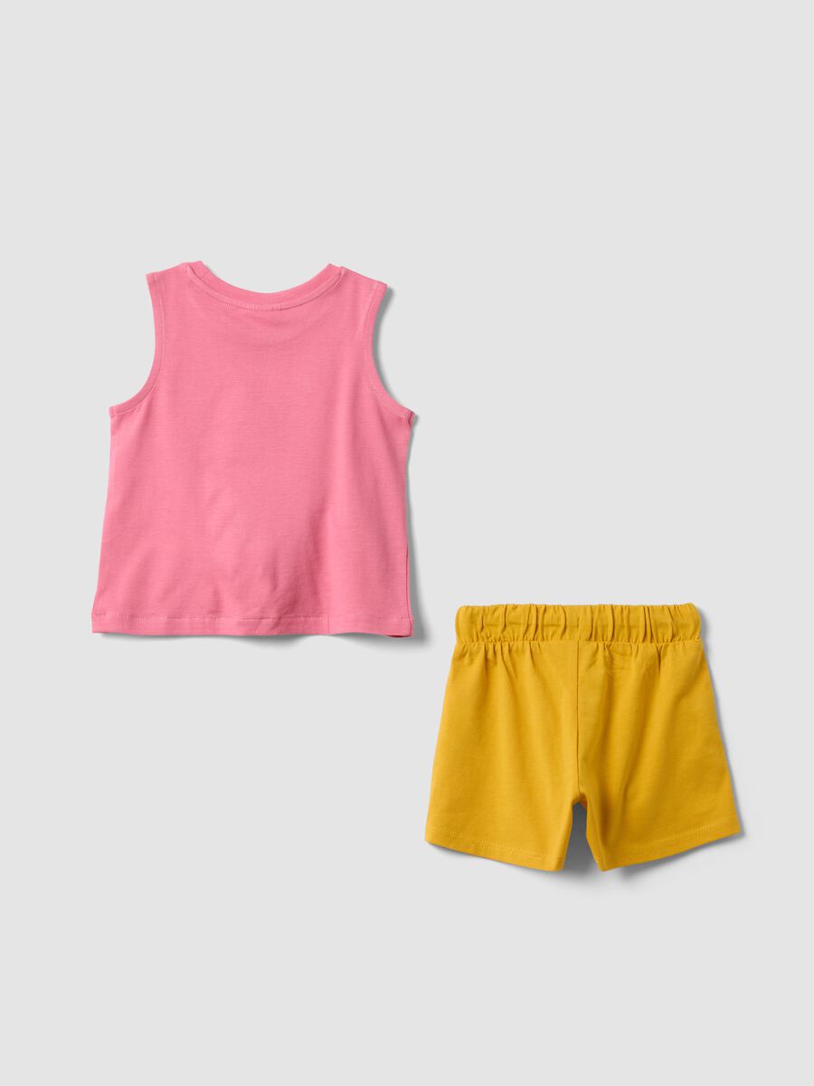 Pink and yellow pure cotton top and shorts set for baby girl_1