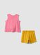 Pink and yellow pure cotton top and shorts set for baby girl_1