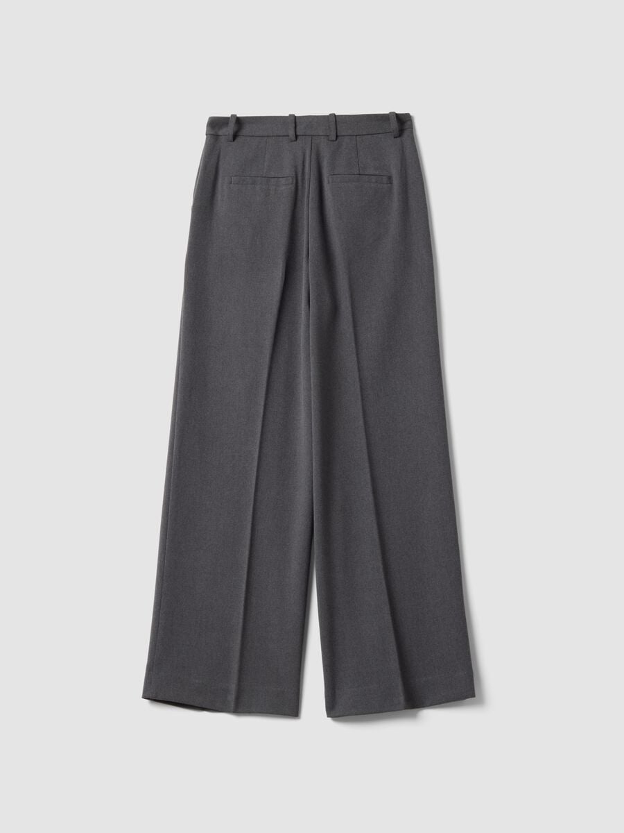 Grey flared formal trousers in stretch viscose_6