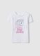 Girls' Regular Fit White Cotton T-shirt with Print_0