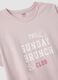 Pink organic cotton nightdress with crew neck and front slogan print_5
