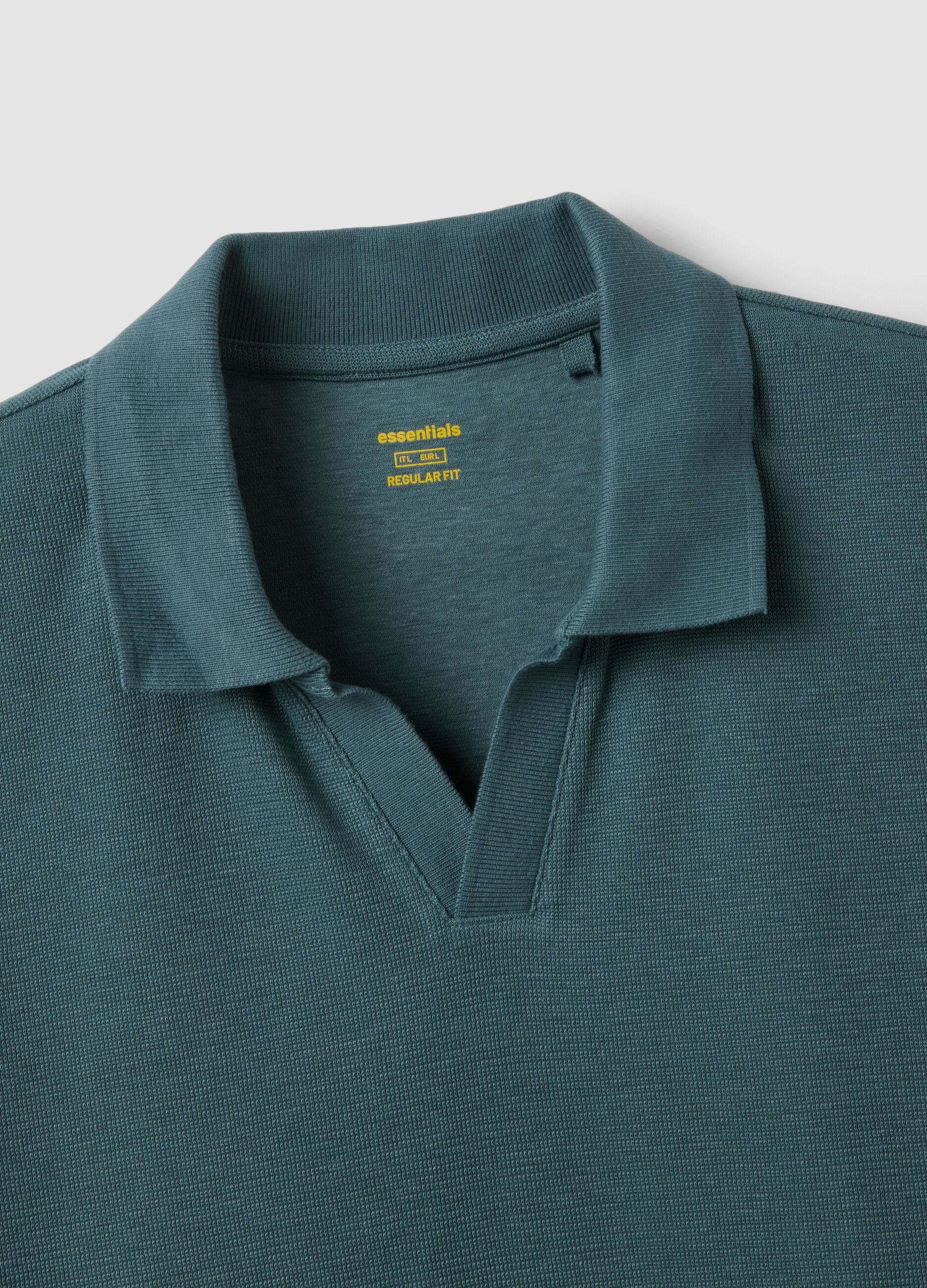 Green stretch cotton short-sleeve polo