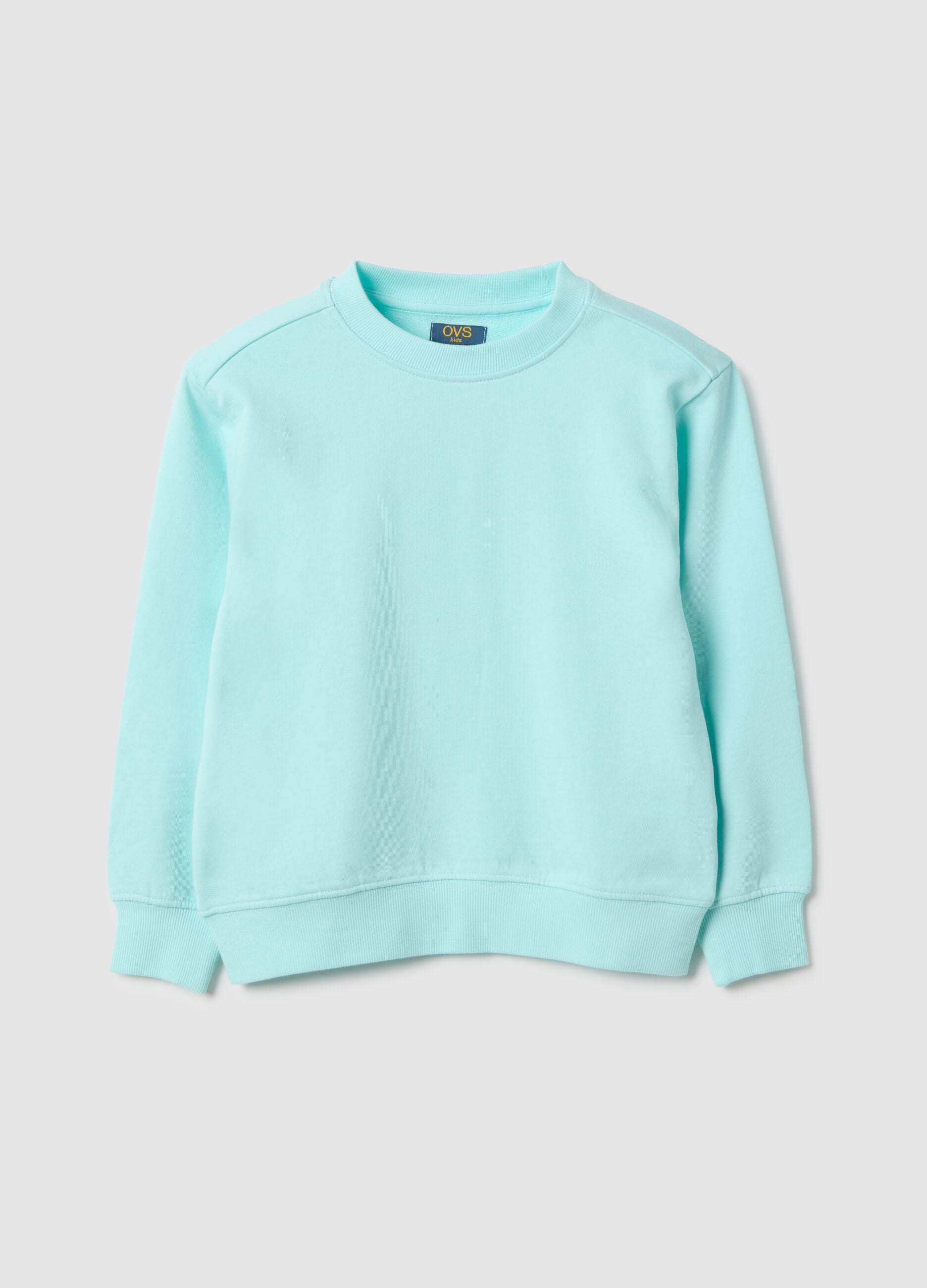 Blue pure cotton oversized fit children's crew neck sweatshirt