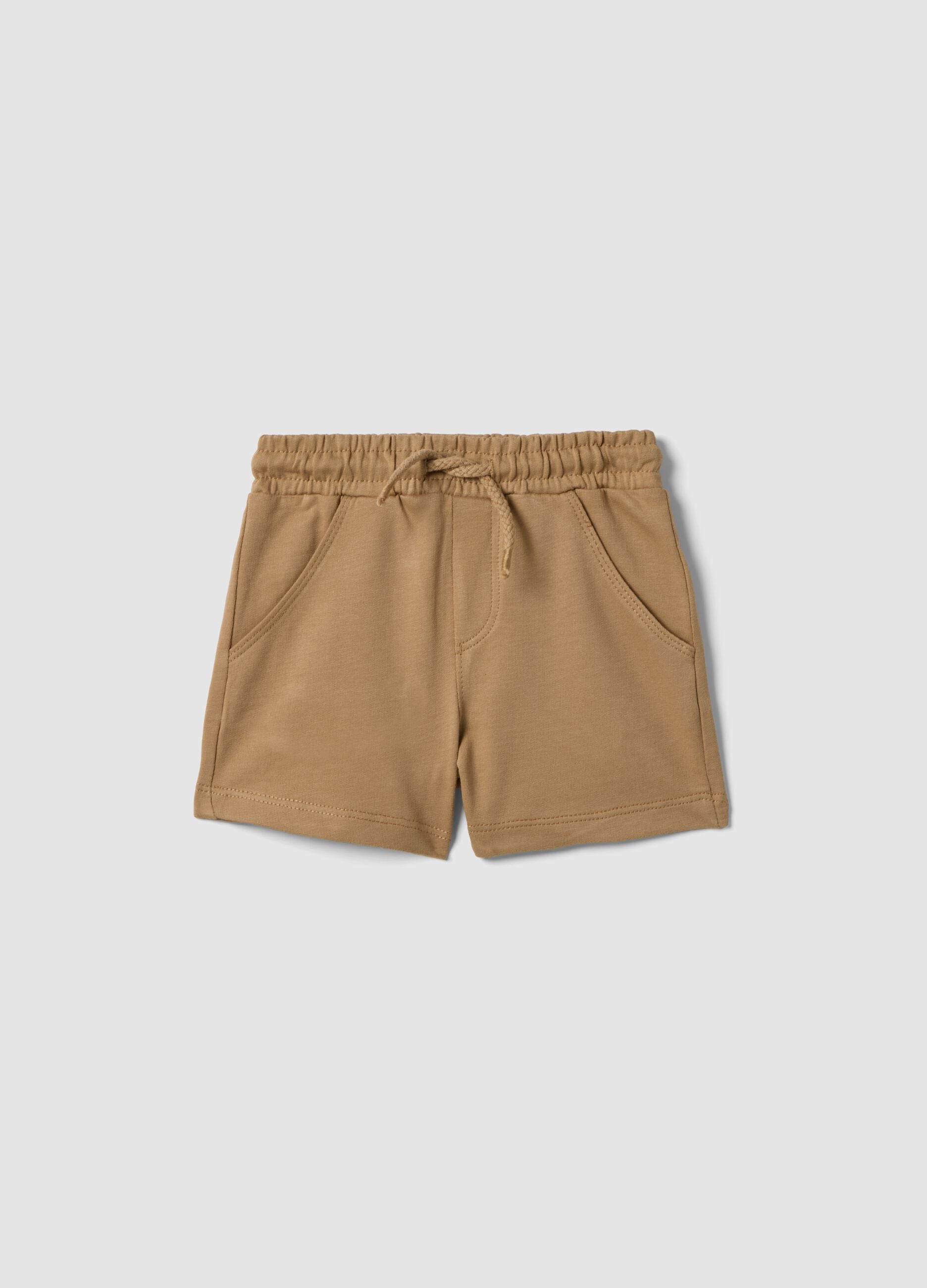 Shorts jogger beige in puro cotone da bimbo regular fit