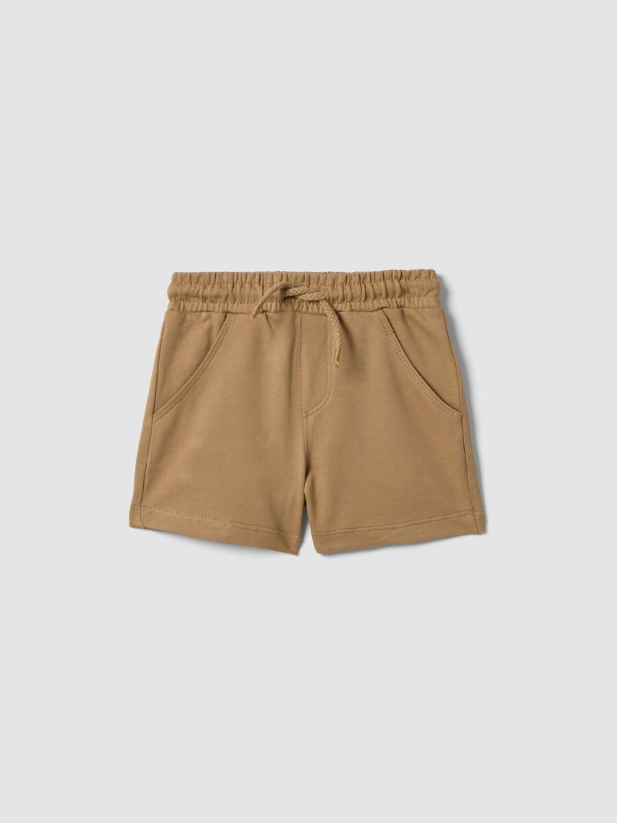 Shorts jogger beige in puro cotone da bimbo regular fit_0