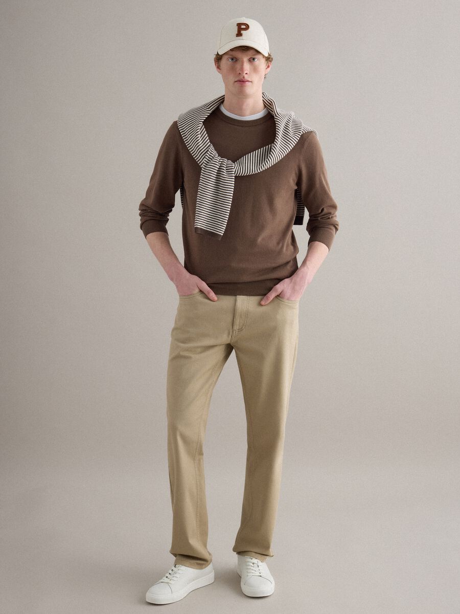 Maglione marrone in puro cotone_3