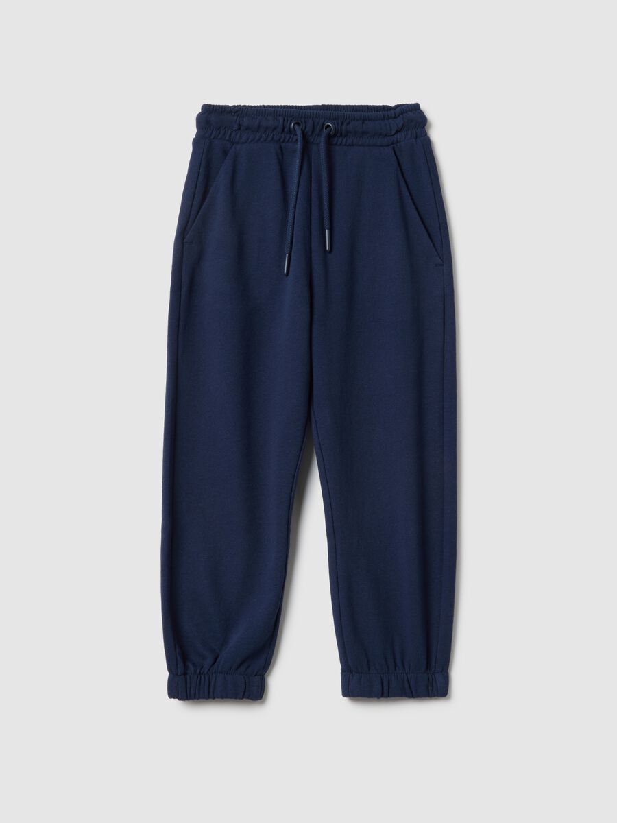 Blue pure cotton regular fit trousers for children_0