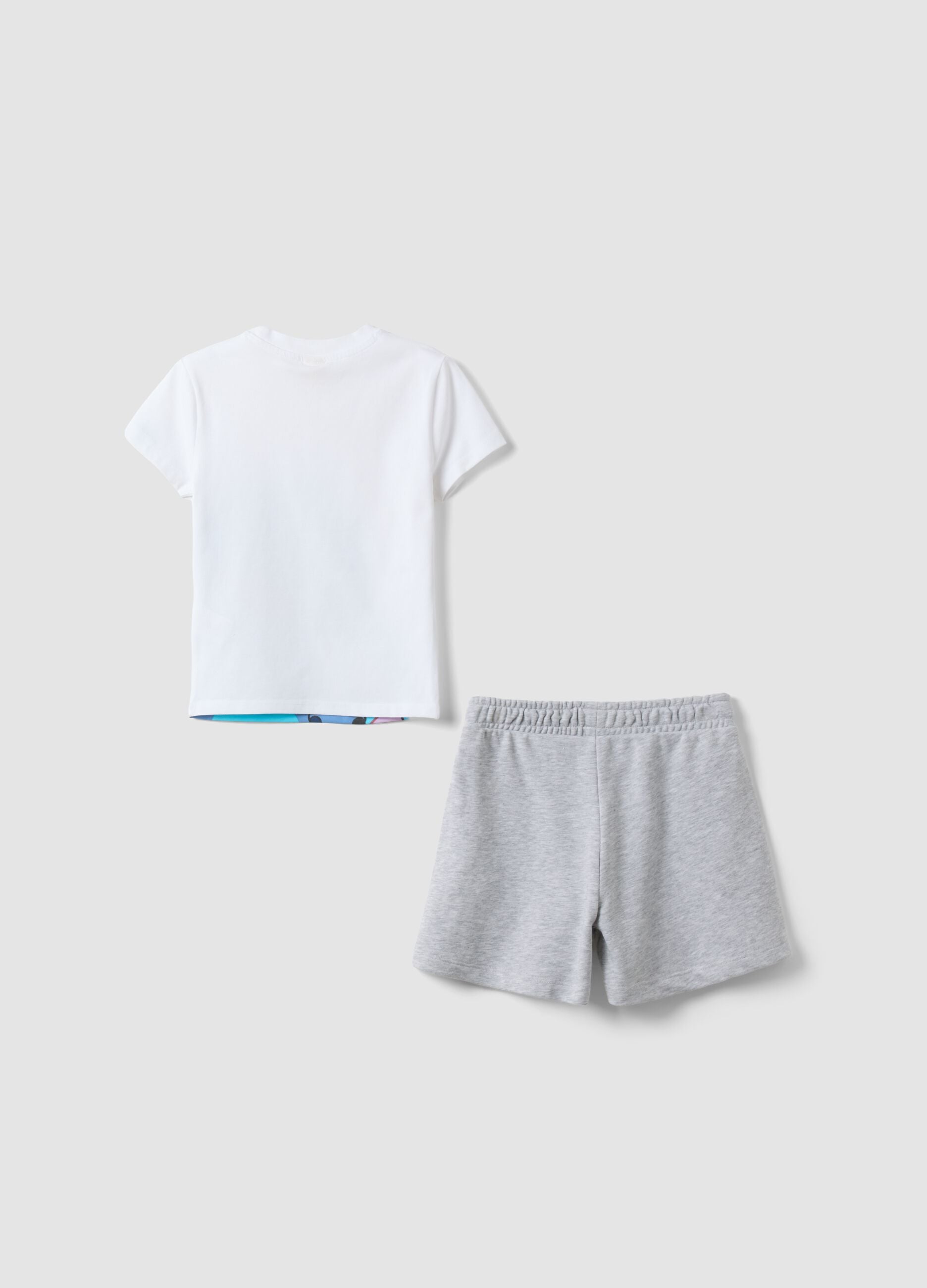 Multicoloured stretch cotton fitted set for girls with Stitch