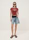 Red regular-fit stretch cotton T-shirt with print_1