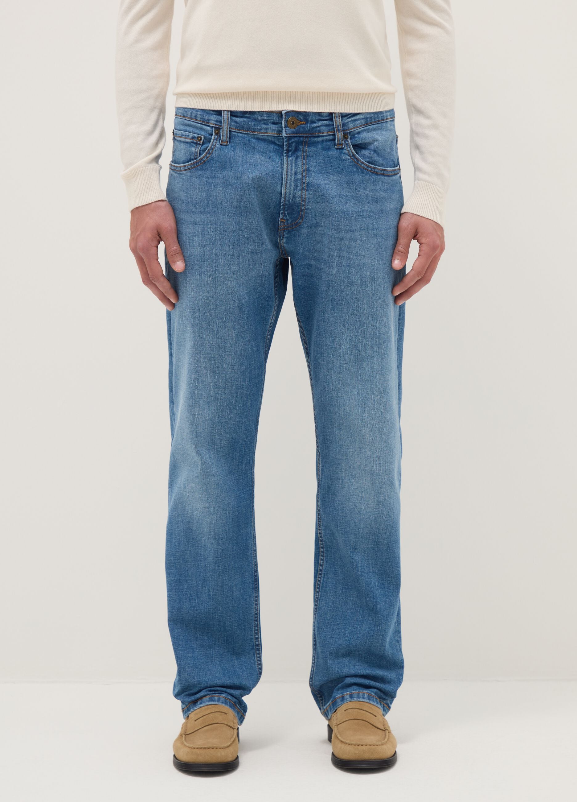 Comfort Fit Stretch Cotton Blue Jeans