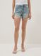 Light blue pure cotton denim shorts with frayed hems_1
