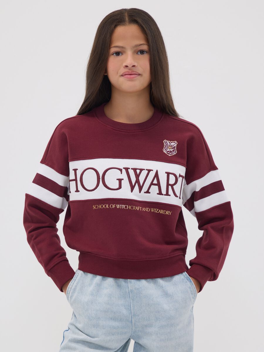 Red stretch-cotton sweatshirt with ribbed neckline, Harry Potter theme_1