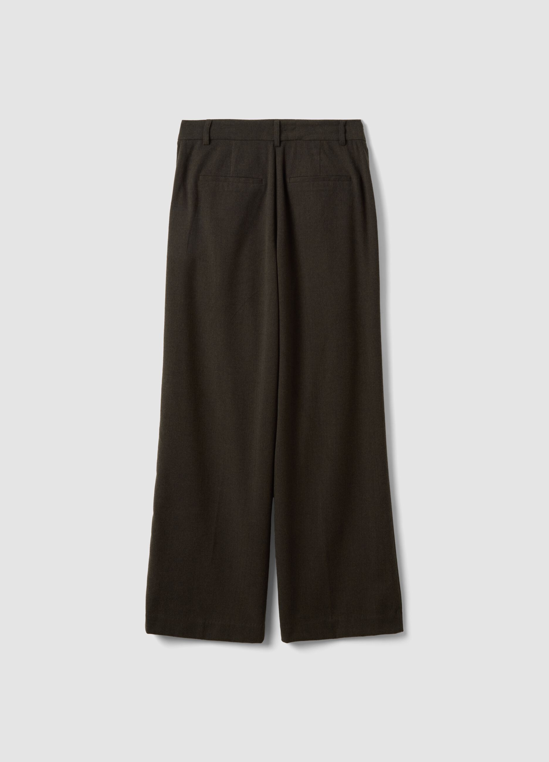 Grey wide-leg trousers in stretch viscose