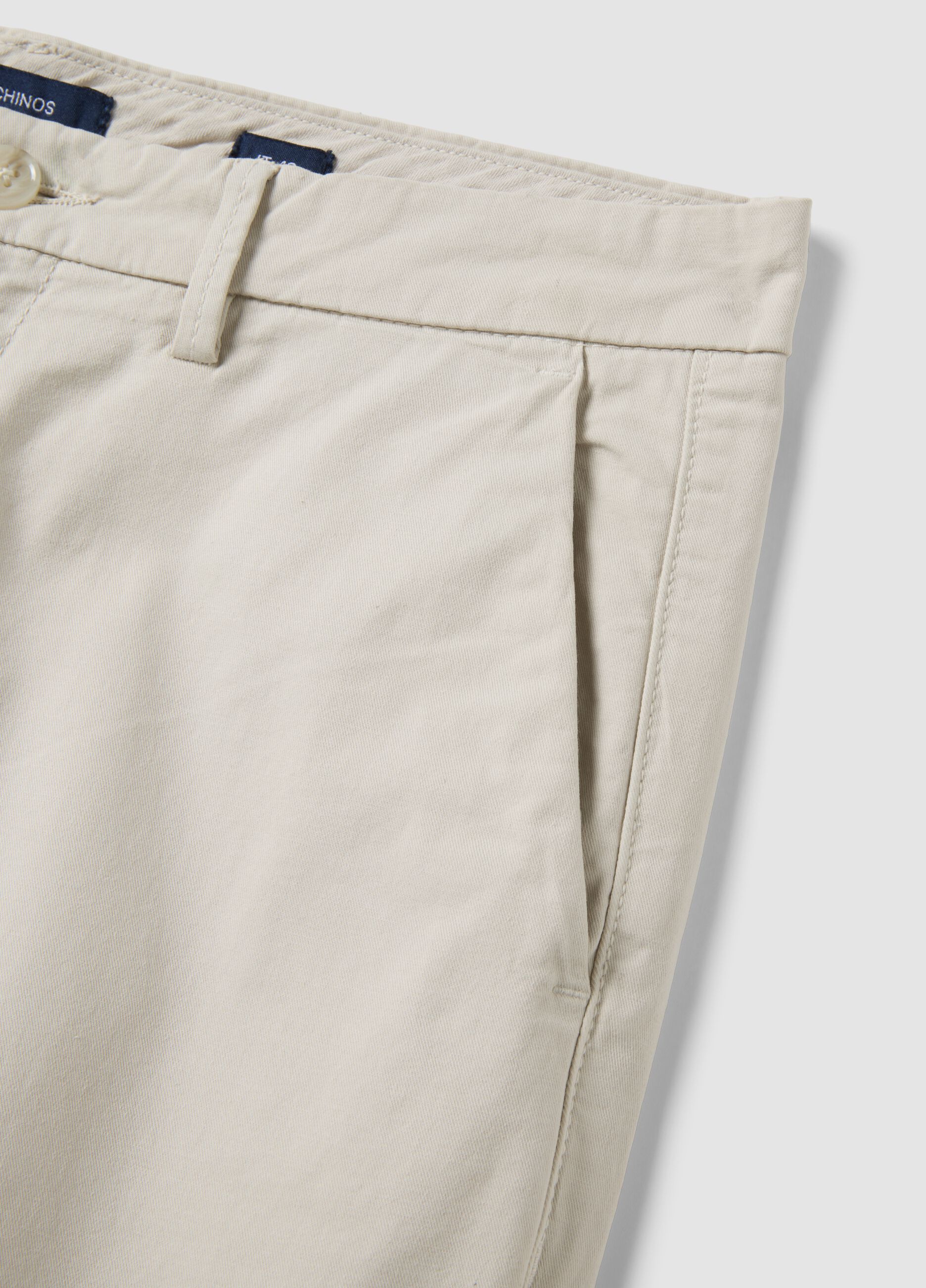 White slim-fit stretch cotton chino trousers
