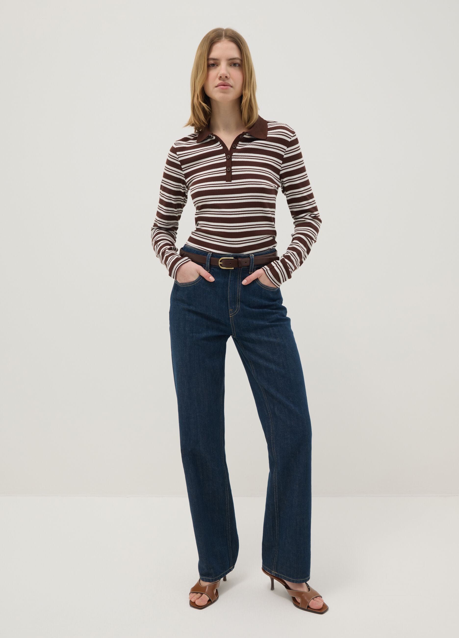 Stretch Cotton Multicolour Striped Polo, Regular Fit