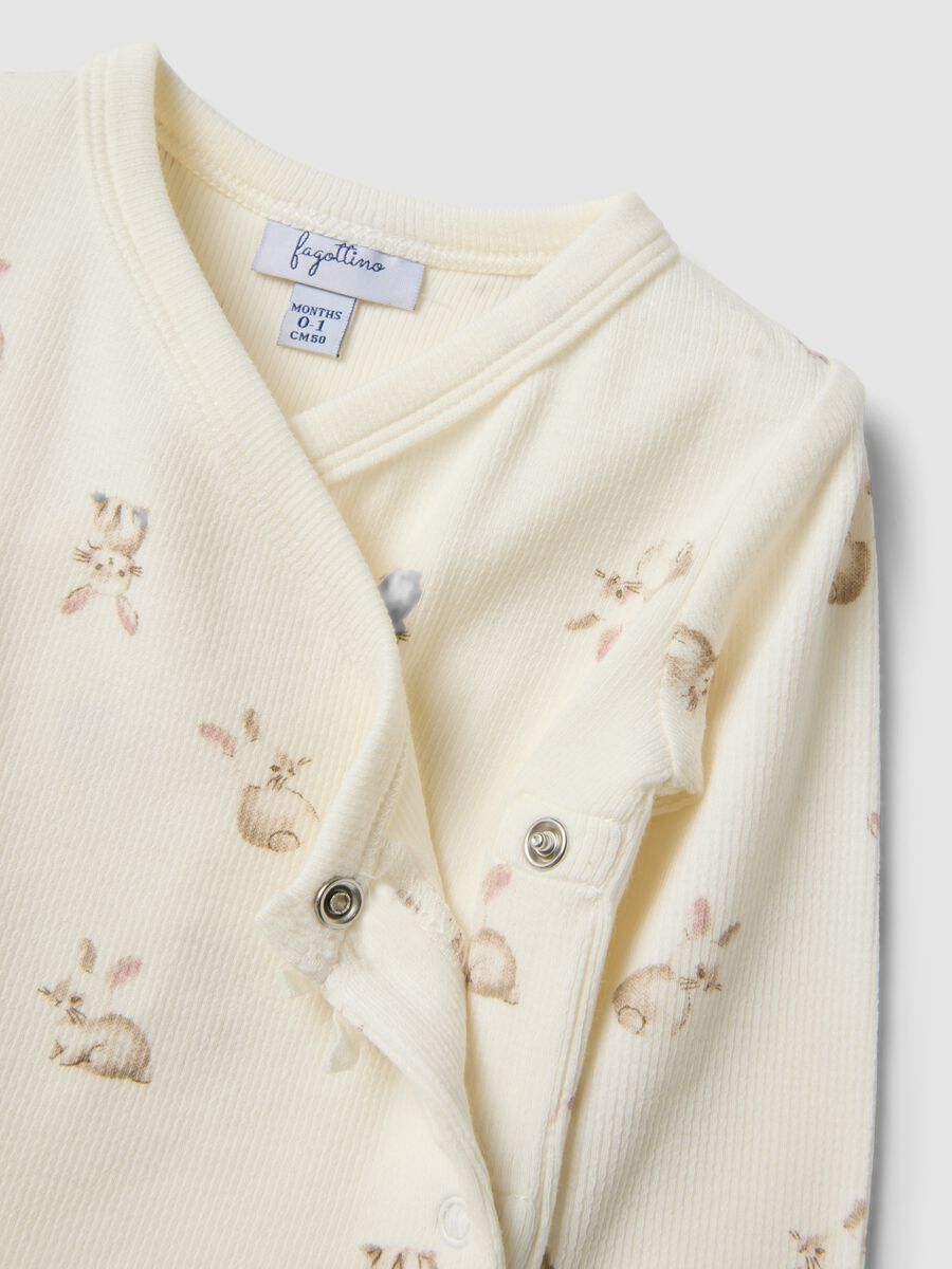 White organic cotton set with wrap-over bodysuit for baby girl_3
