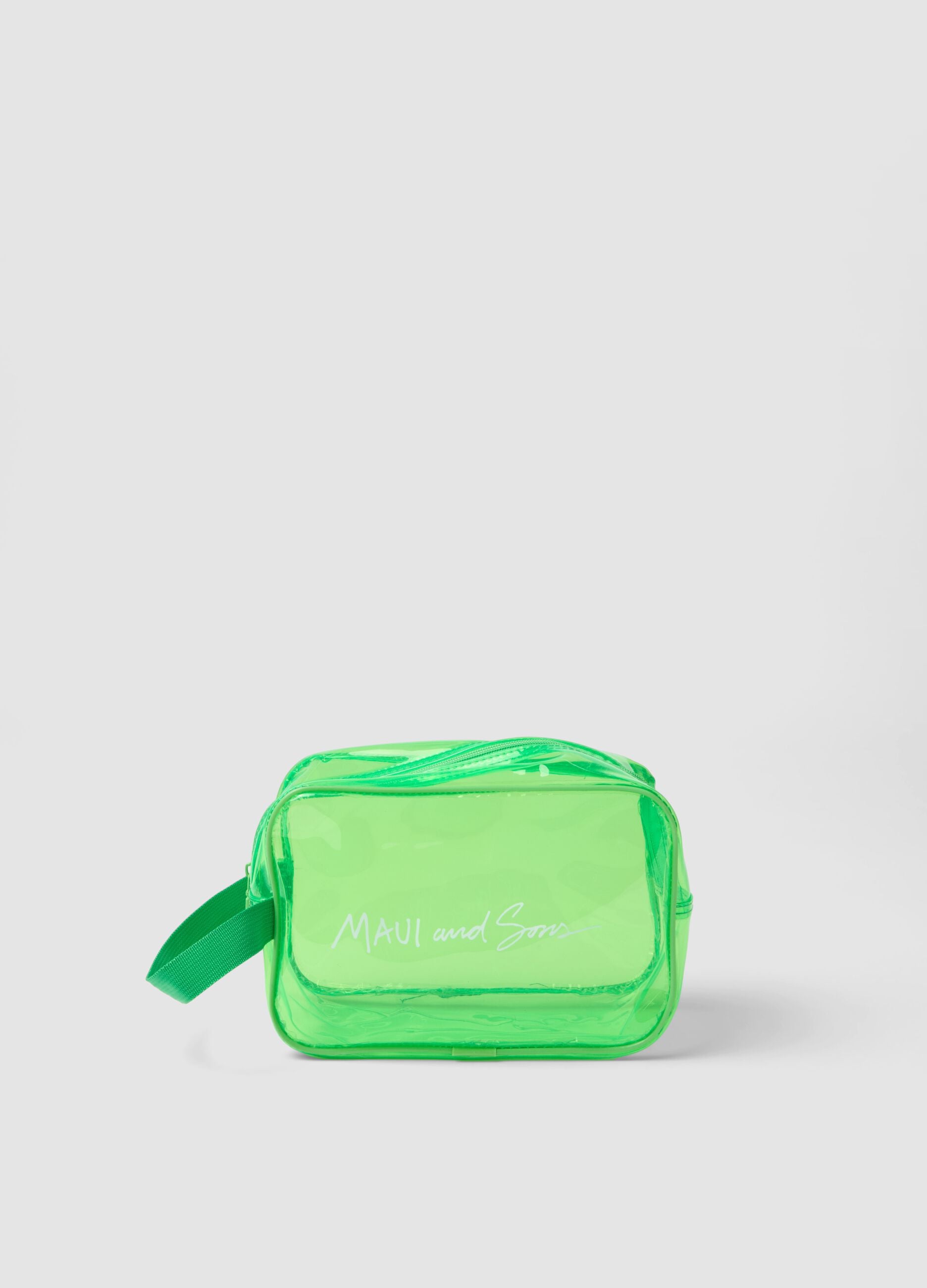 Green toiletry bag with zip closure