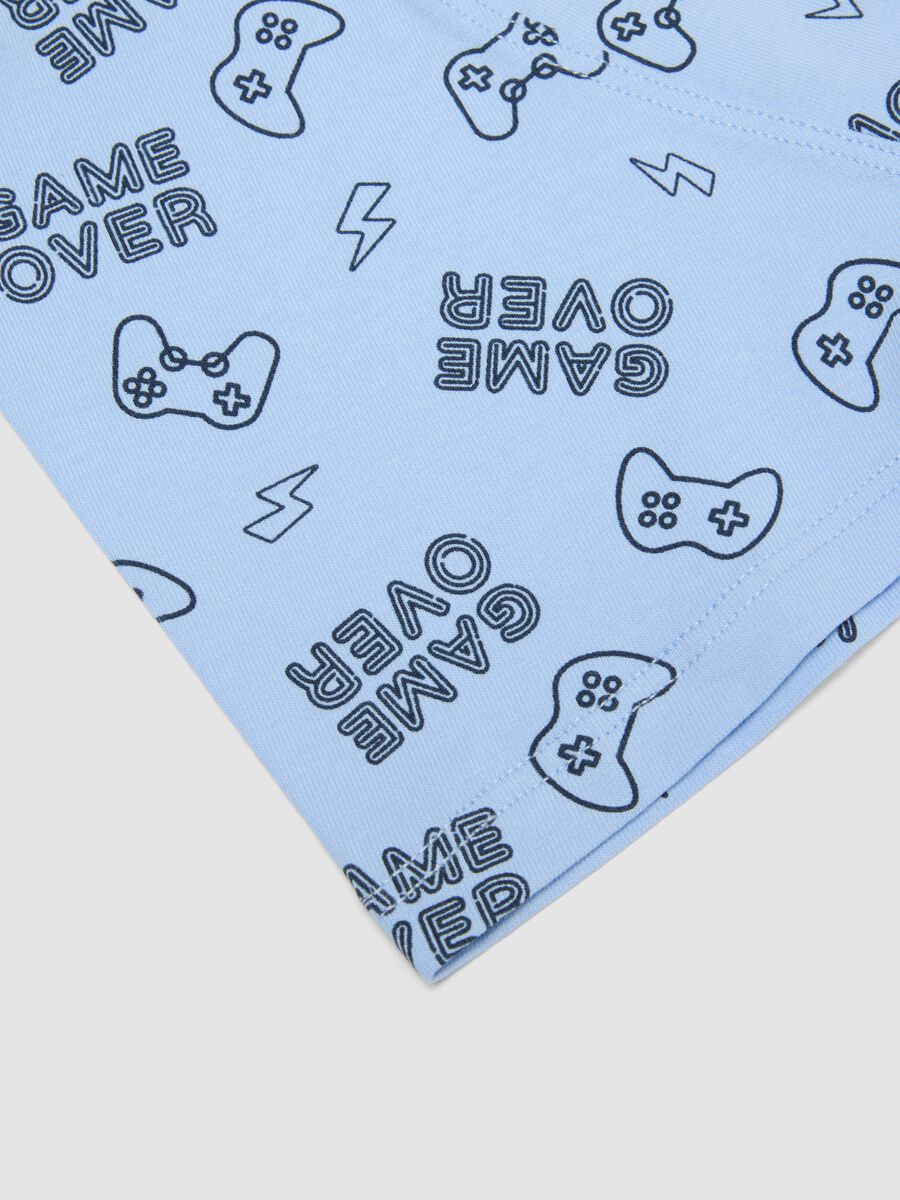 Blue organic cotton midi boxer shorts with gaming print, regular fit, for boys_3
