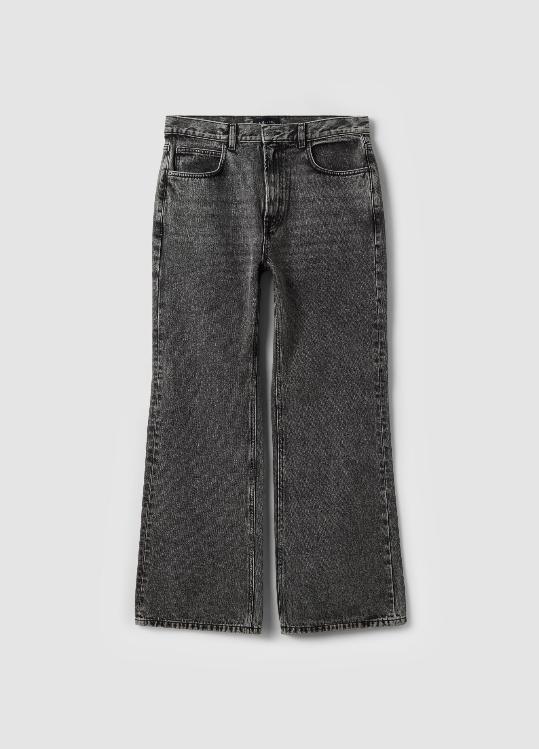 Grey denim flare-fit jeans in pure cotton
