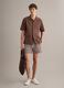 Brown geometric-print swim shorts_0