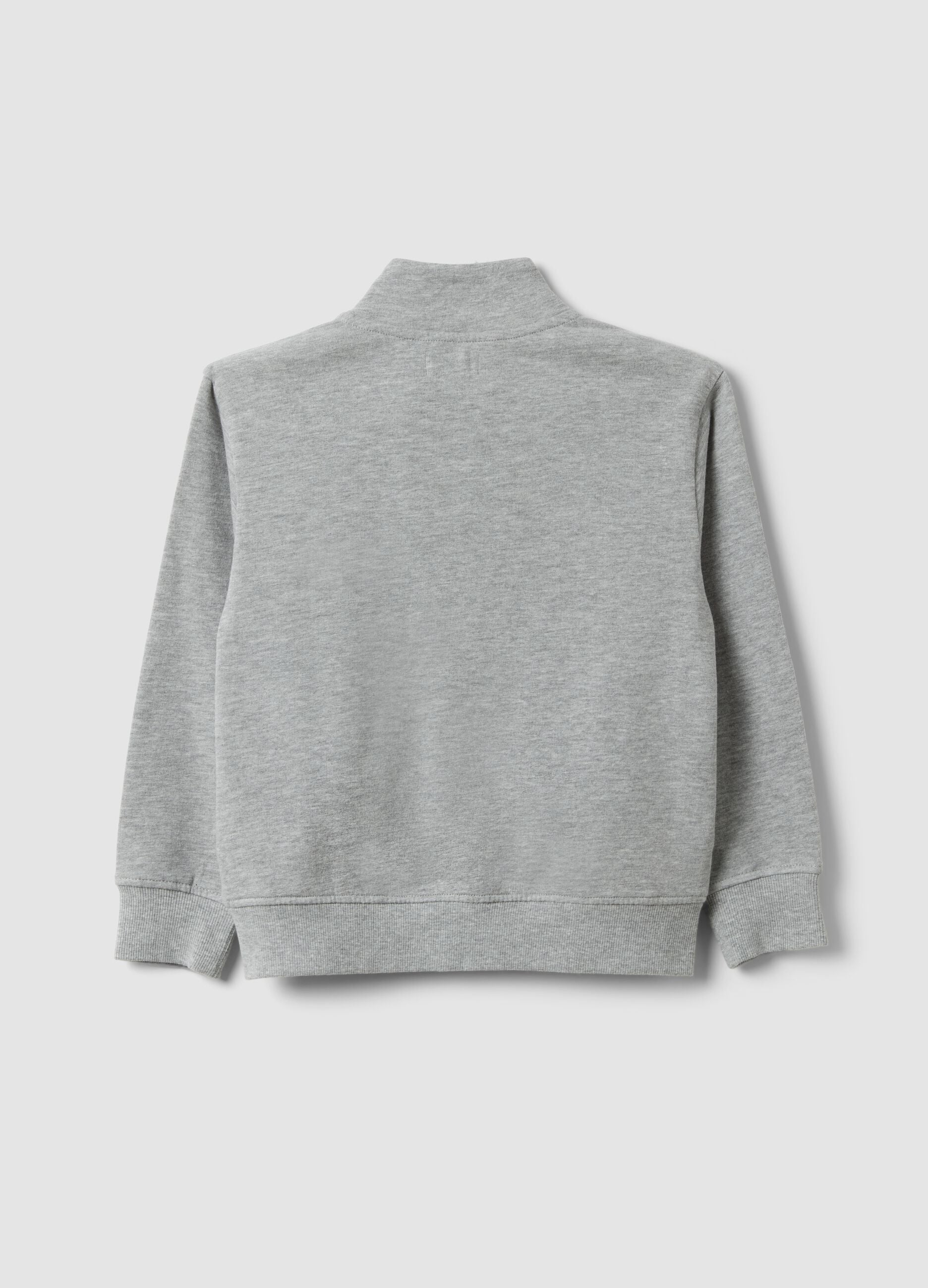 Grey organic cotton sweatshirt with high neck for boys