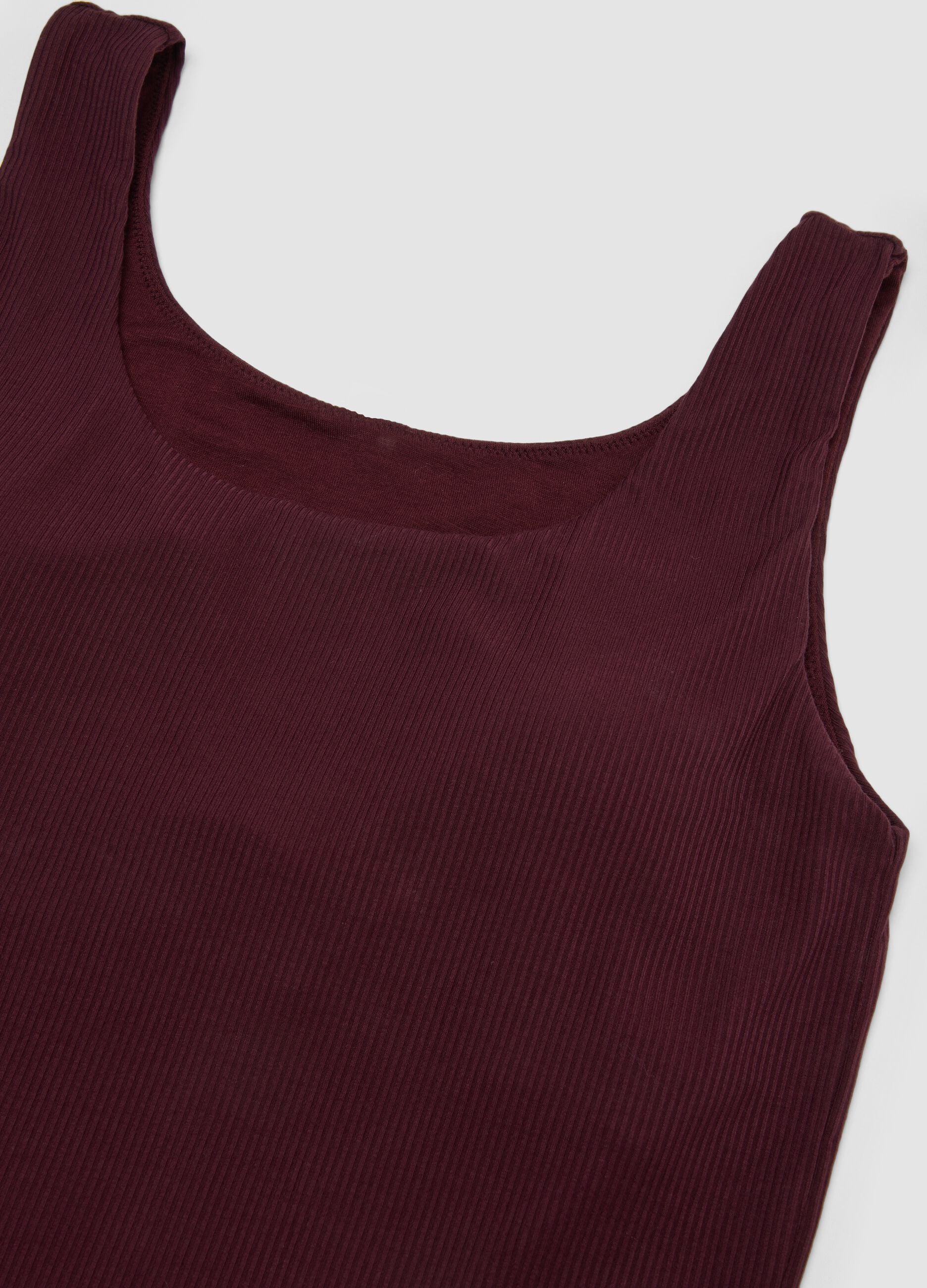 Purple stretch viscose crew-neck vest top