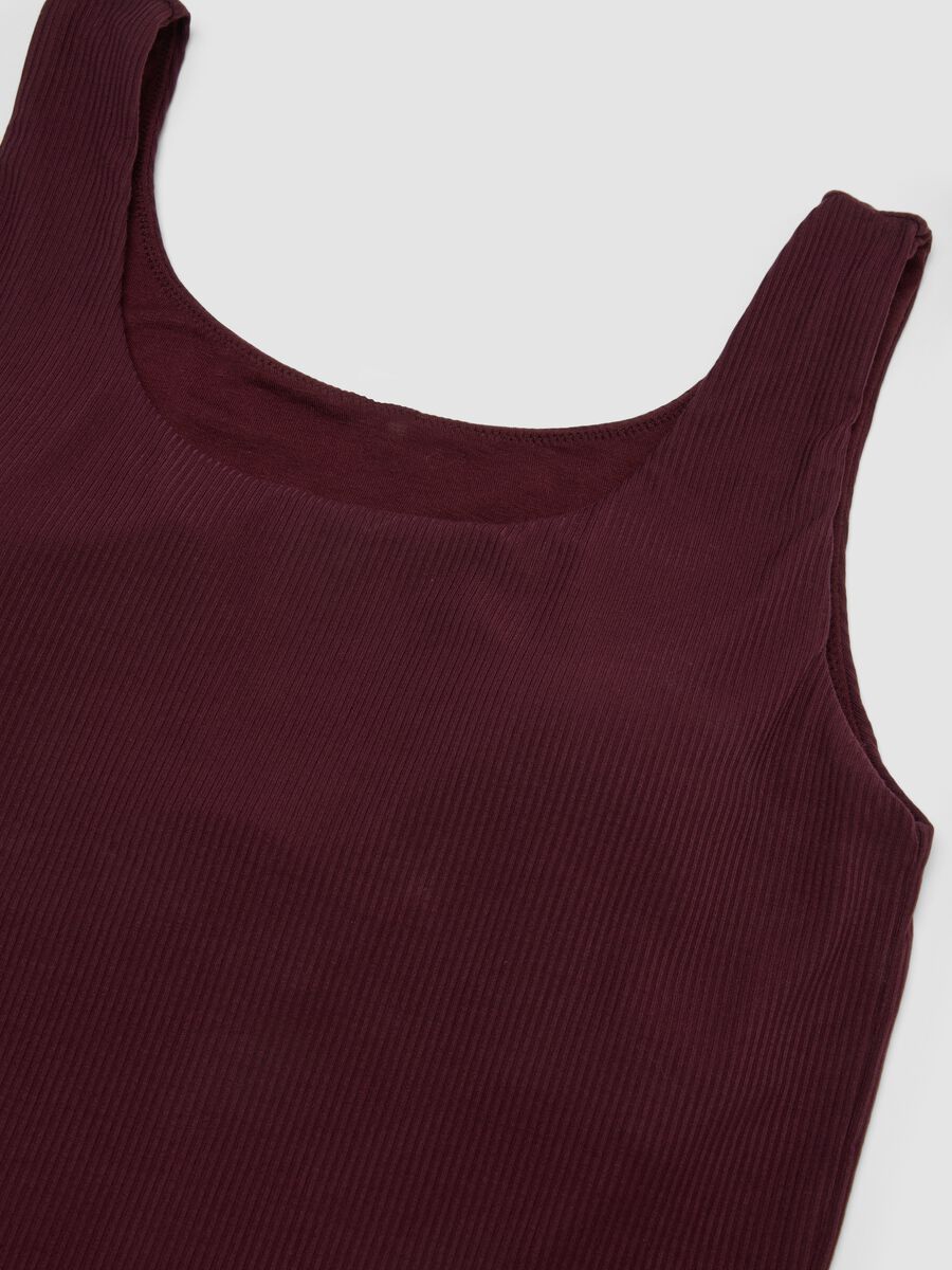 Purple stretch viscose crew-neck vest top_5