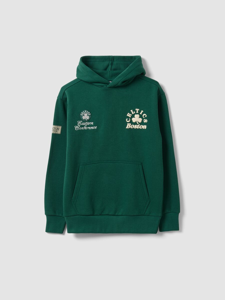 Green cotton-blend hoodie with Celtics print for boys_0