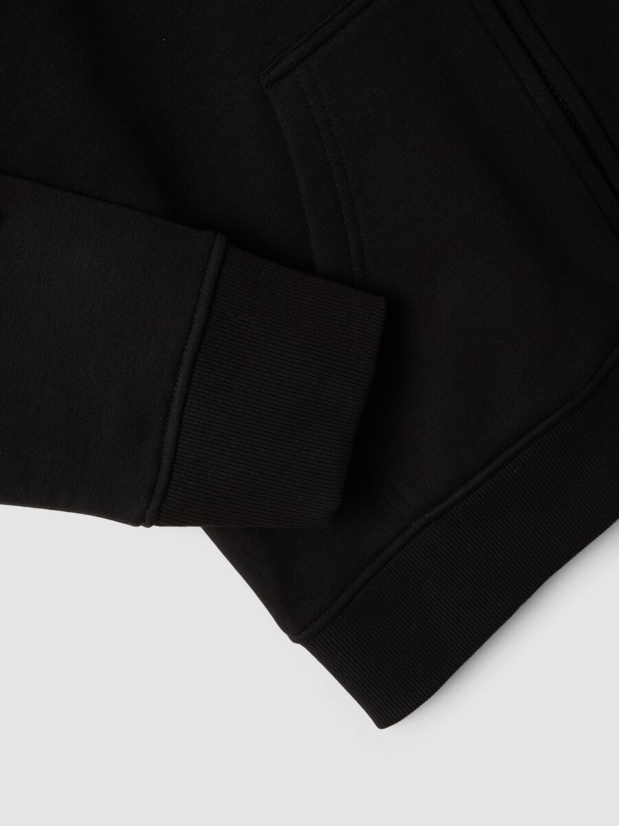 Felpa nera in misto cotone con cappuccio regular fit_2
