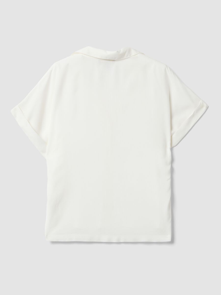 White pure viscose short-sleeve oversized shirt_5