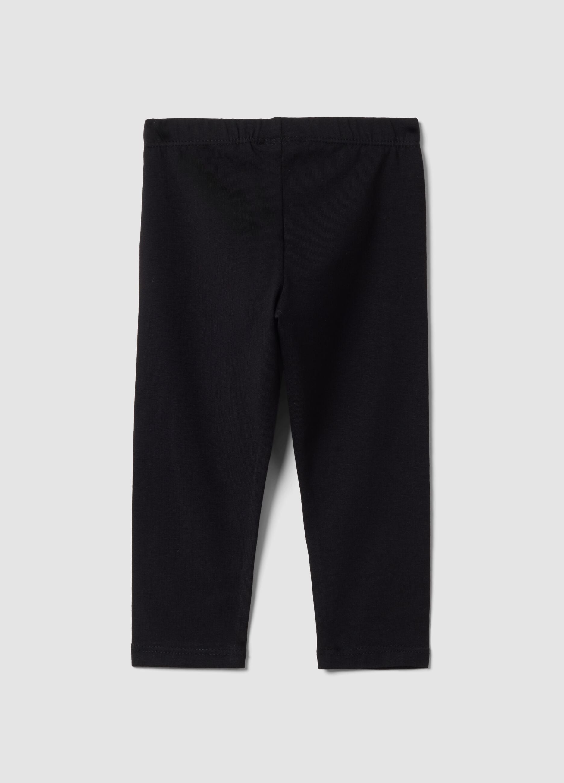 Girls&rsquo; black slim-fit organic stretch cotton leggings