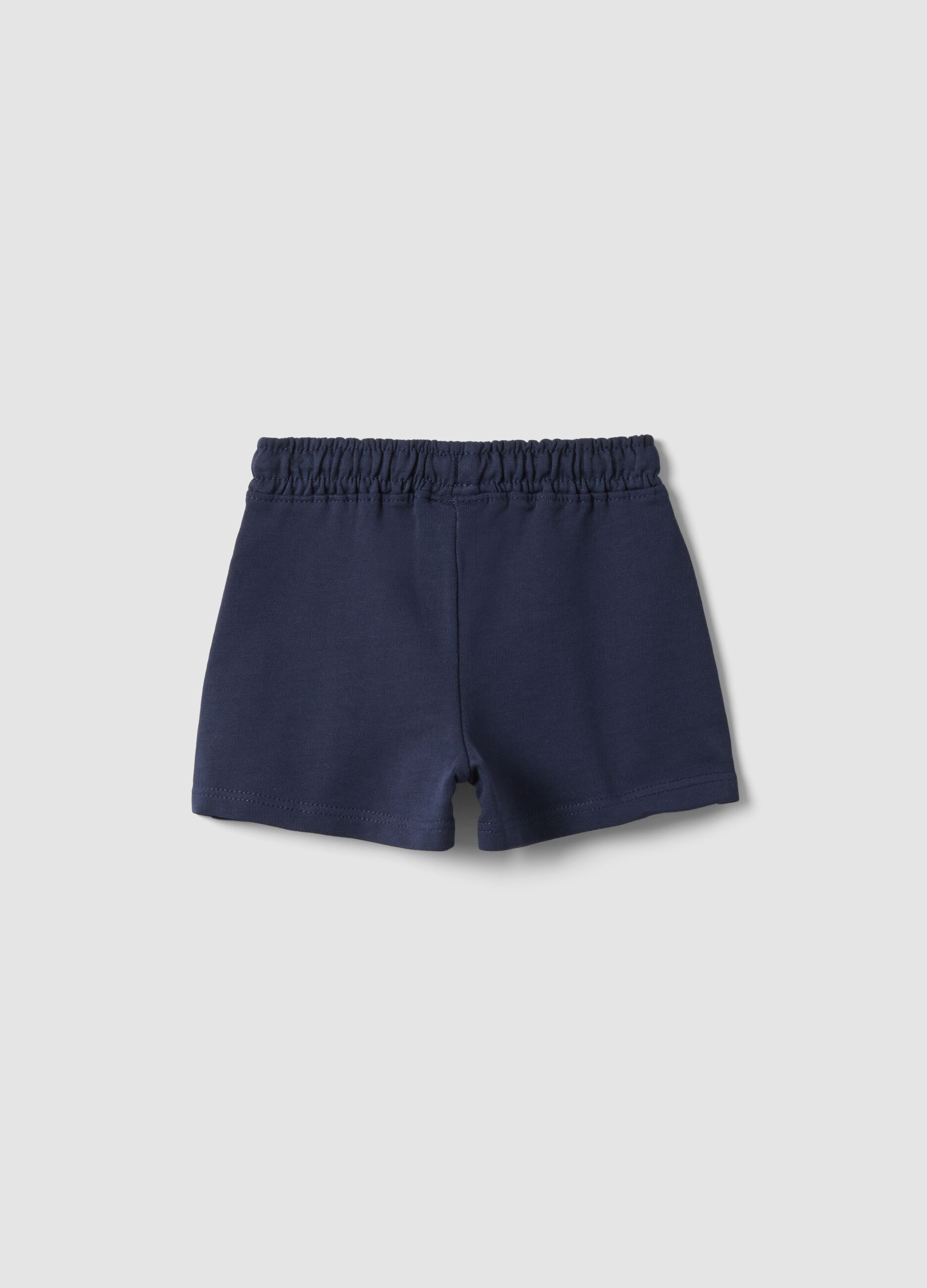 Girls' blue 100% cotton regular-fit shorts