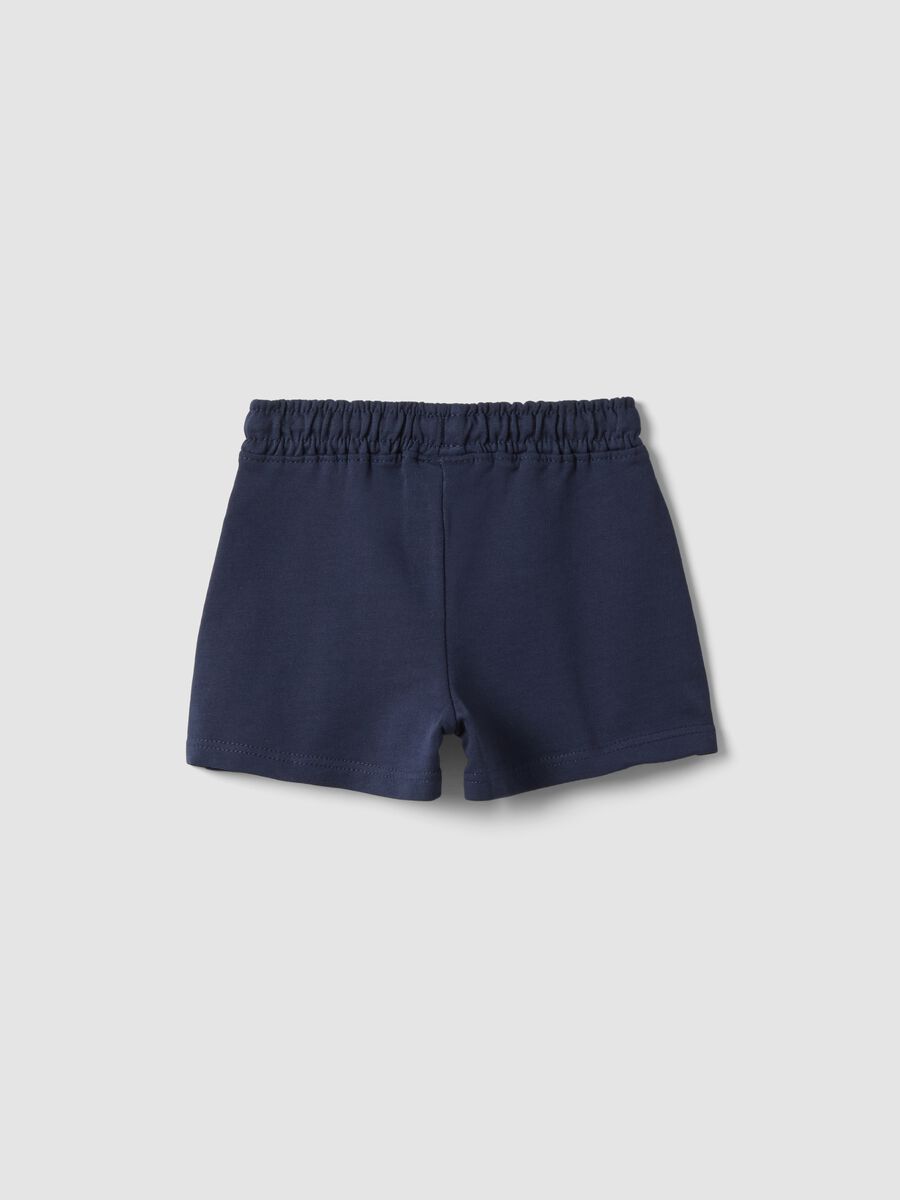 Pantaloni corti in puro cotone blu da bimba regular fit_1