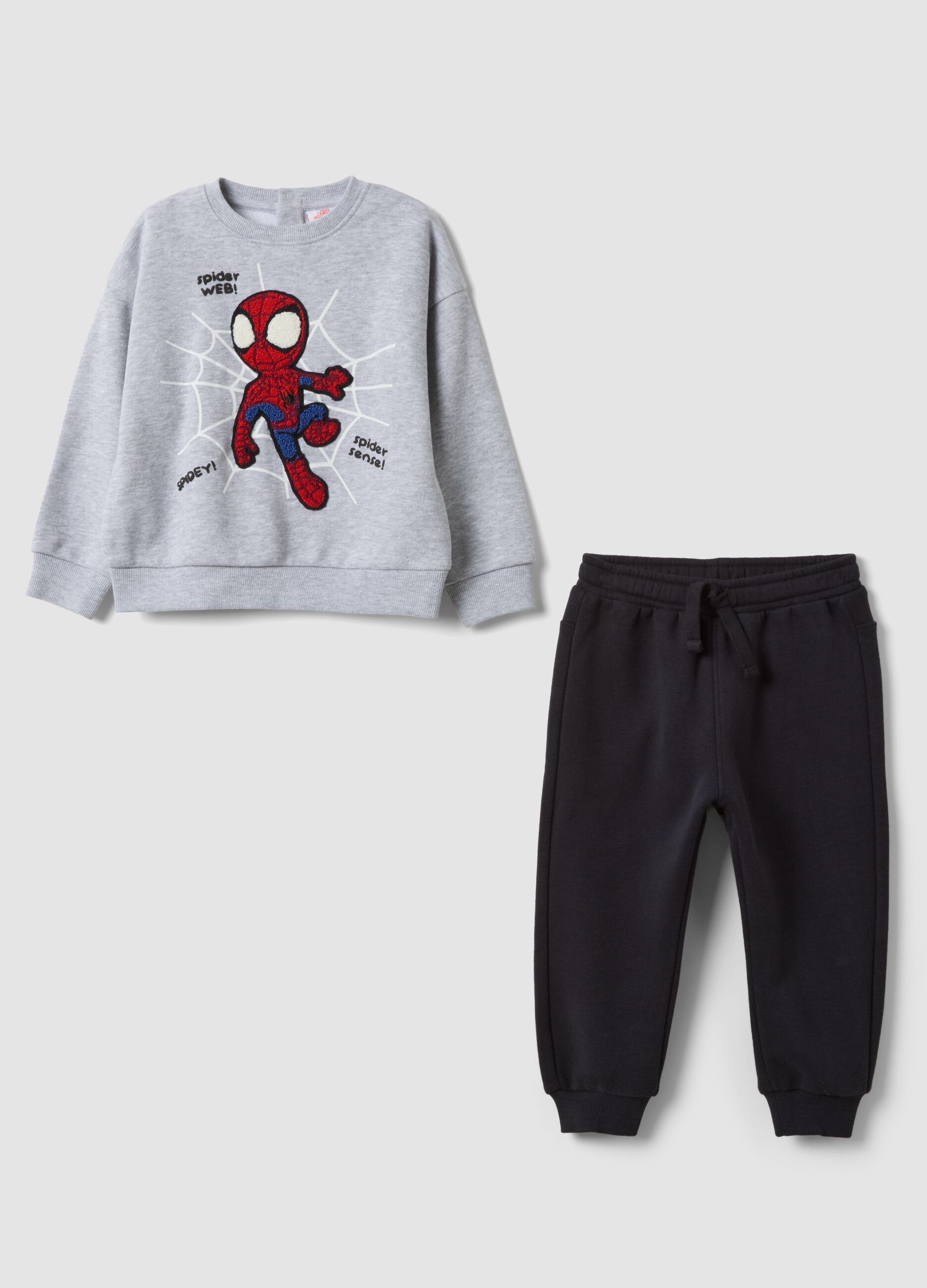 Grey organic cotton-blend set with MARVEL Spider-Man print