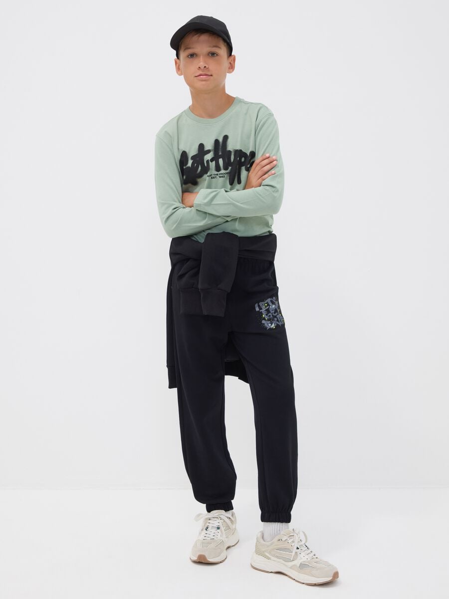Pantaloni jogger neri in puro cotone_0