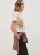 Beige pure cotton crew-neck T-shirt with floral print, regular fit_0