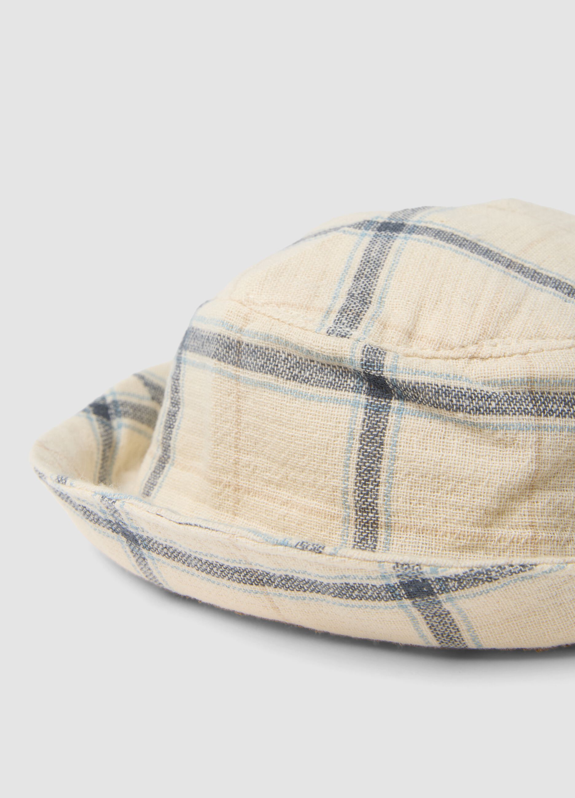 Baby boys&rsquo; multicolor check pure cotton hat