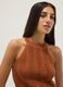 Regular fit orange pure cotton tank top with mesh texture_0