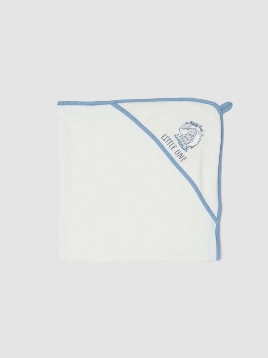 Accappatoio bianco in misto cotone organico con stampa Dumbo_0