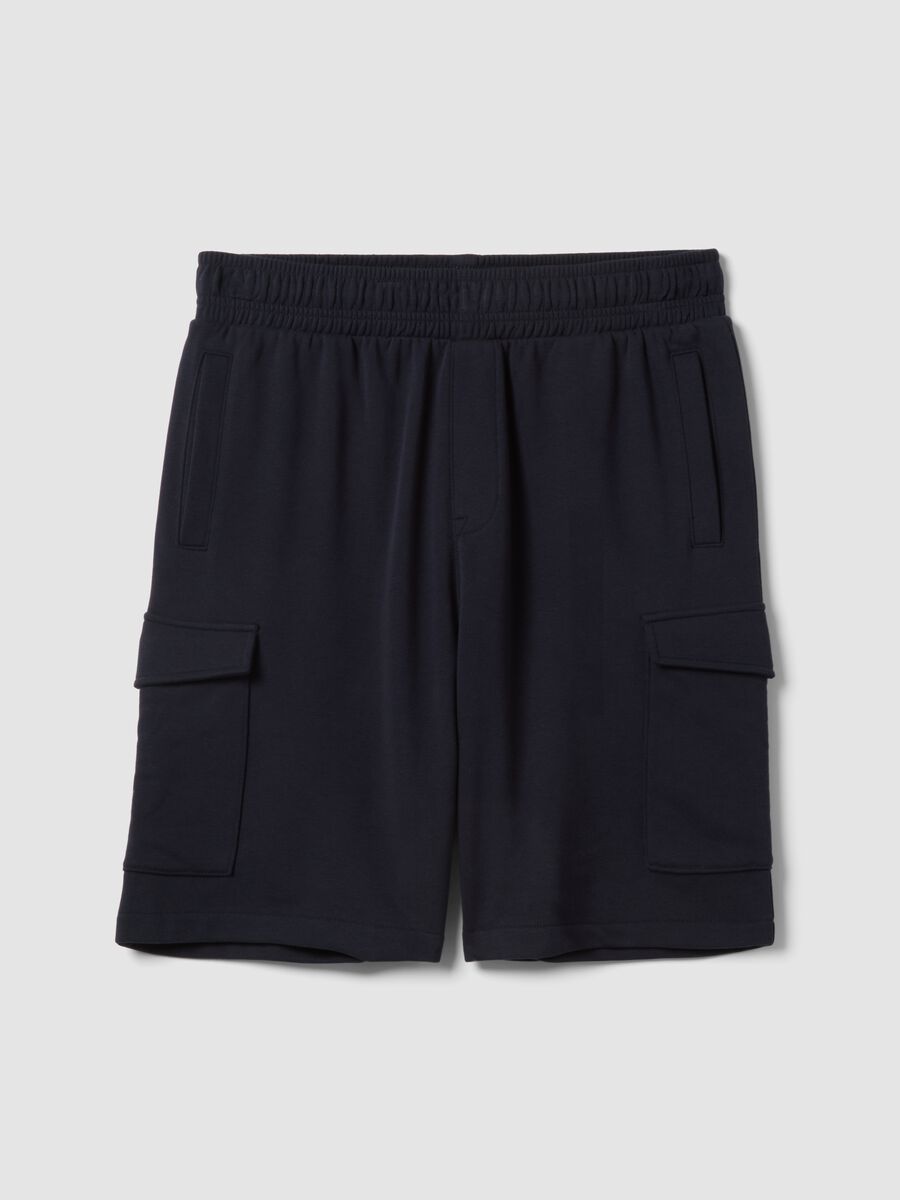 Blue cotton-blend cargo-pocket Bermuda shorts &ndash; relaxed fit_4