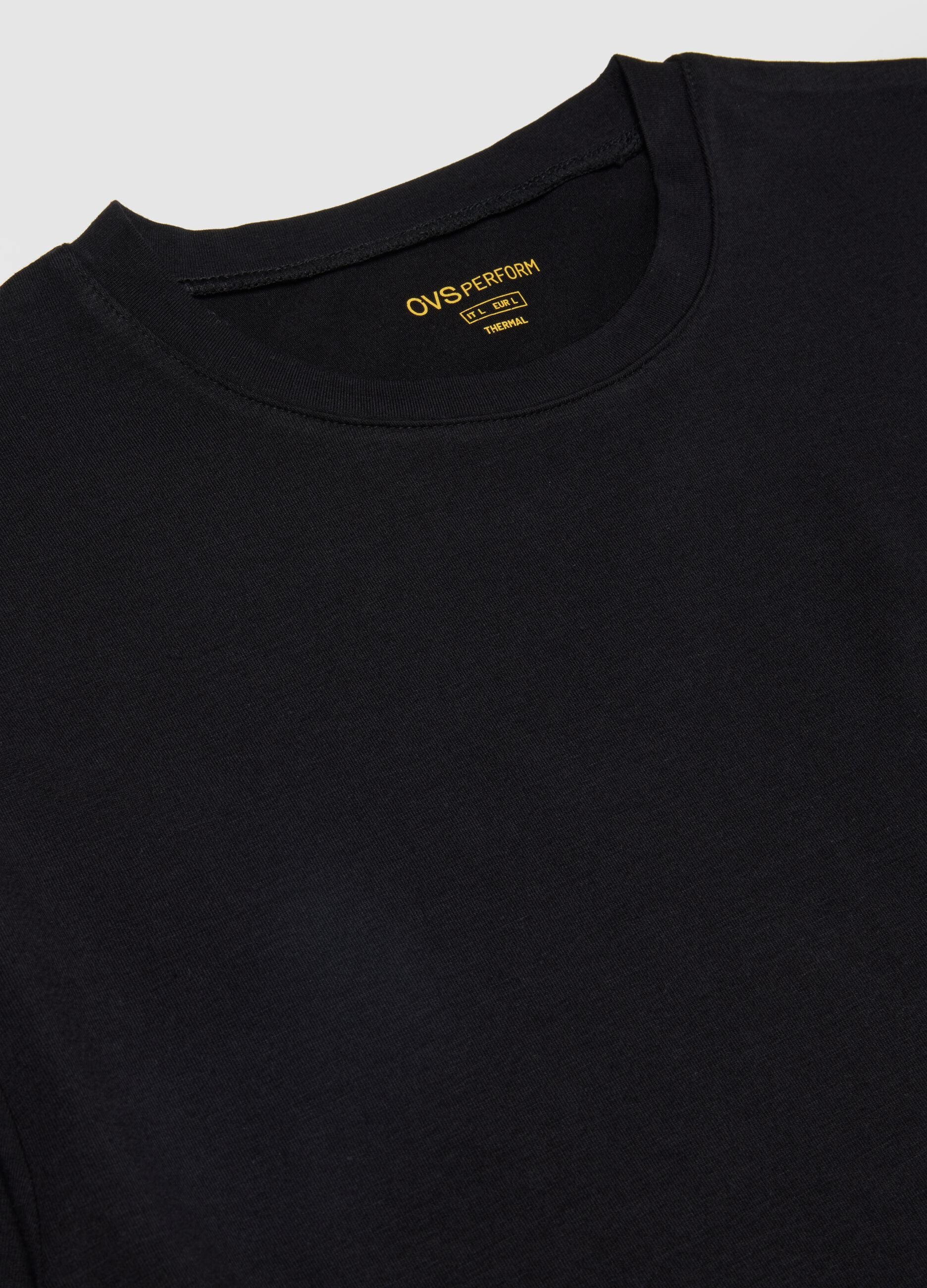 Black crew neck t-shirt in cotton blend regular fit