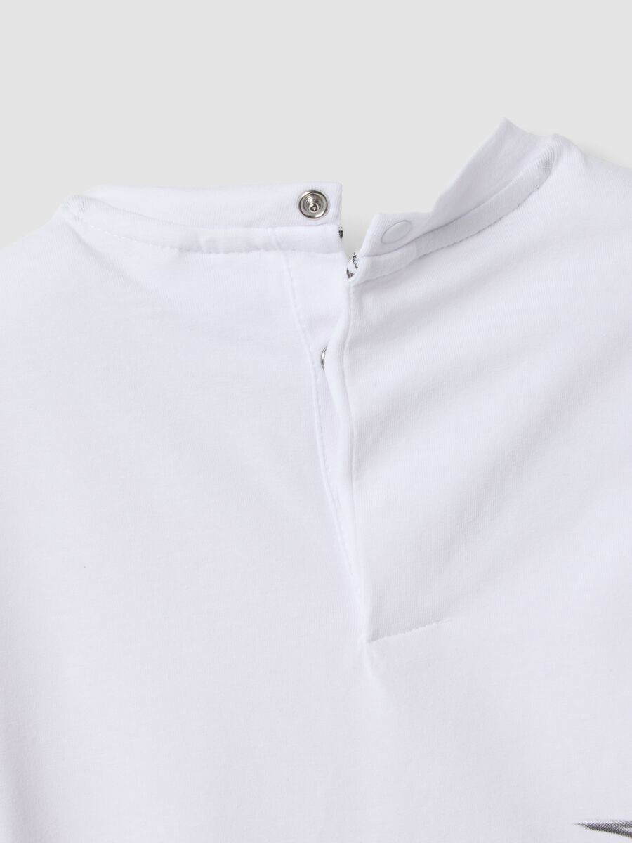 T-shirt bianca in cotone elasticizzato con stampa Ducati per bimbo regular fit_2