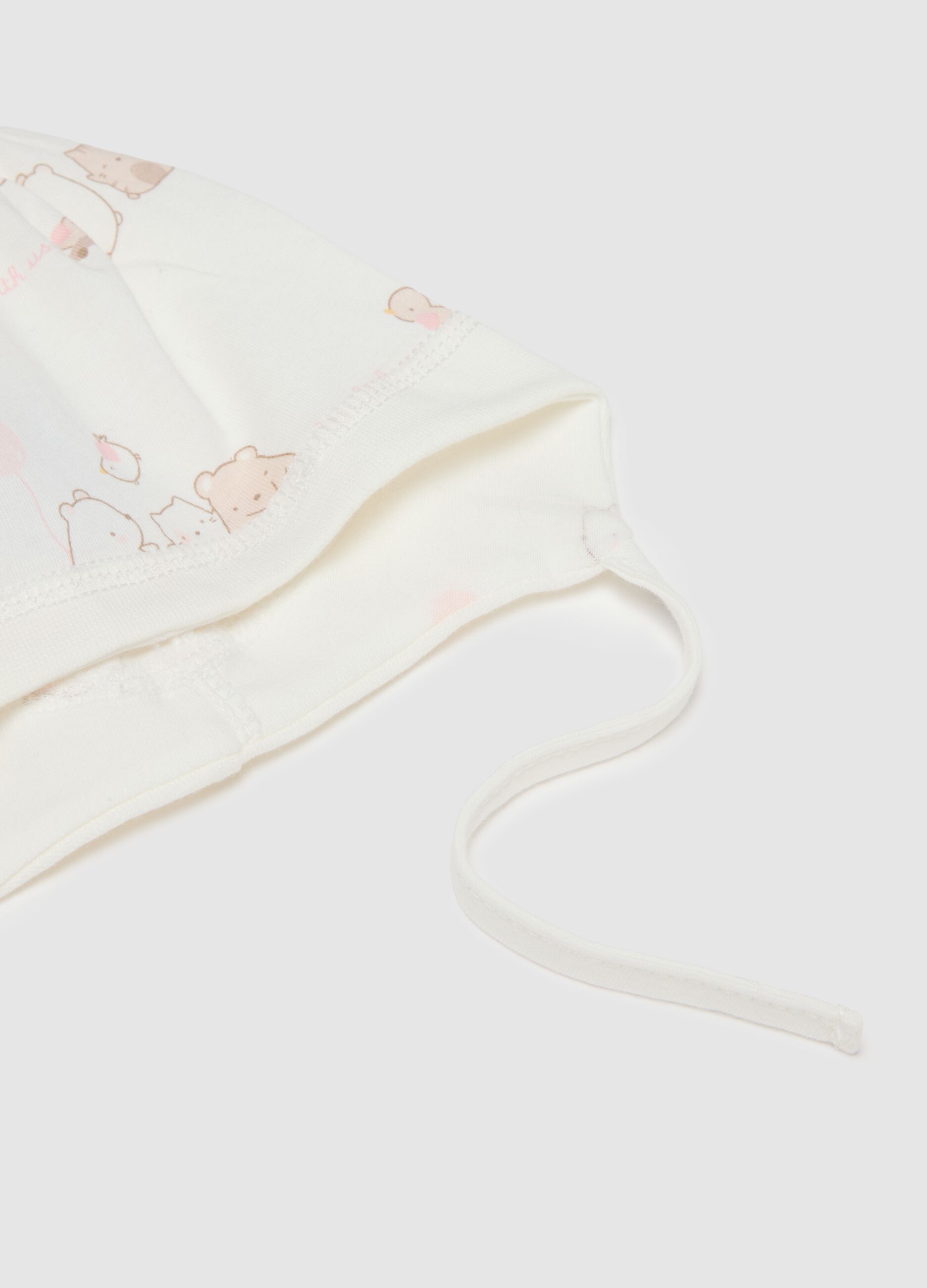 Multicolour baby hat and booties set in pure cotton