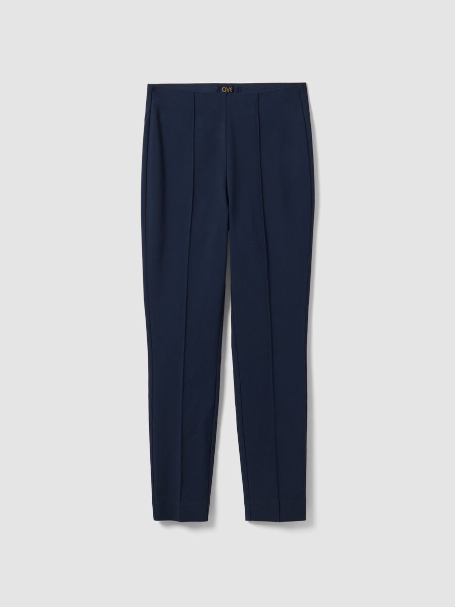 Blue slim-fit stretch viscose leggings_4