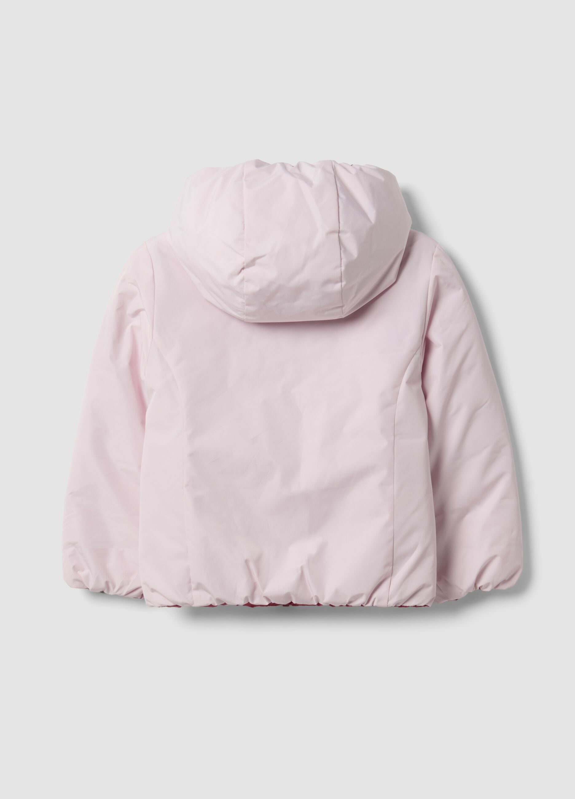Ultralight reversible padded pink hooded jacket for girls
