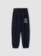 Blue cotton and viscose blend jogger trousers_0