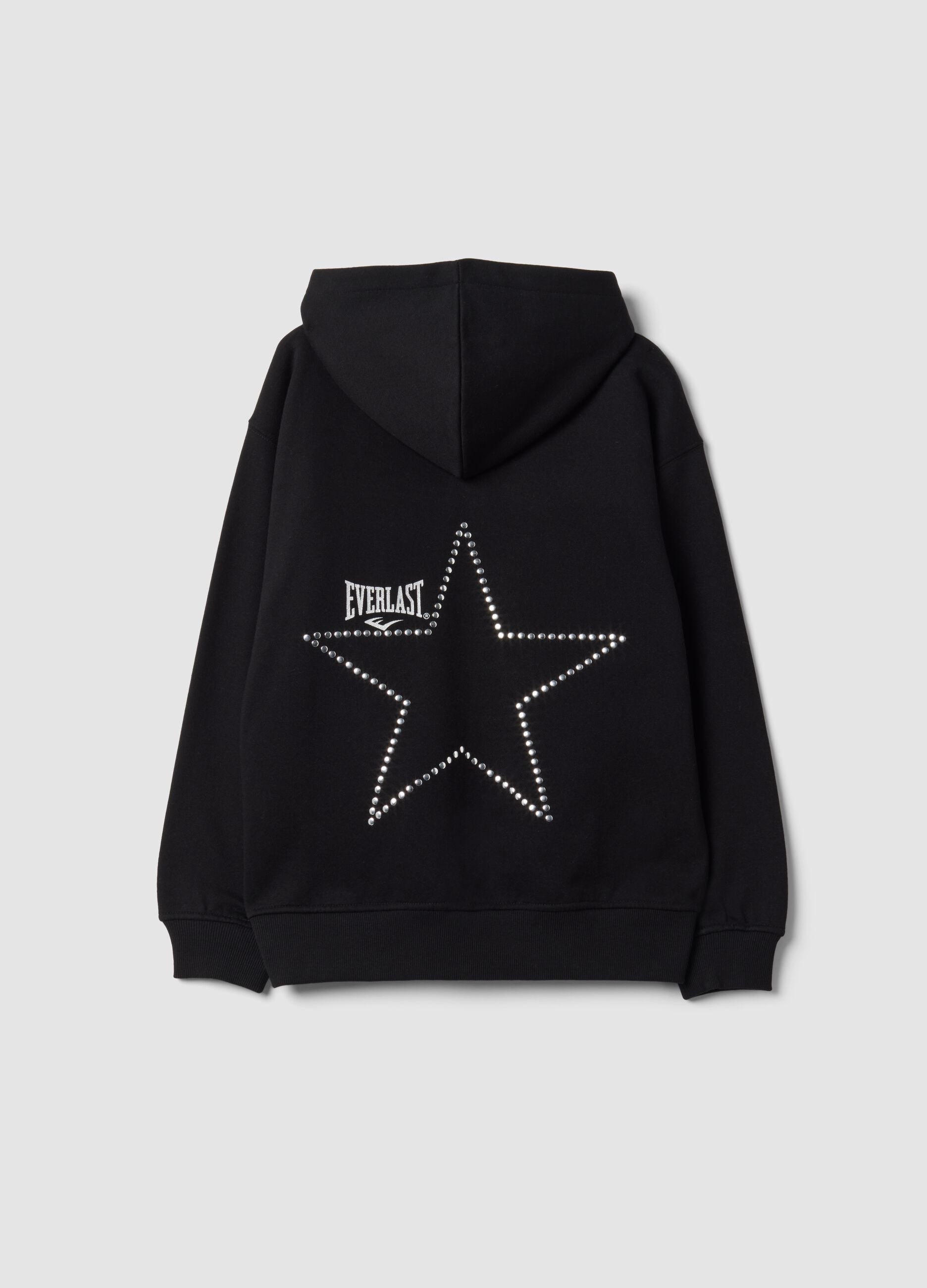 Girls&rsquo; black cotton-blend zip hoodie, regular fit